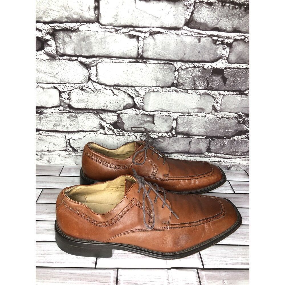 Tasso Elba Brown Leather Square Toe Oxfords Lace Dress Shoes Men Sz 10D US/43EU